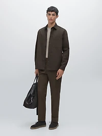 Cotton blend tapered fit trousers