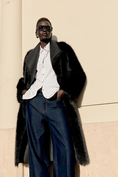 MANTEAU RÉVERSIBLE DOUBLE FACE EFFET FOURRURE