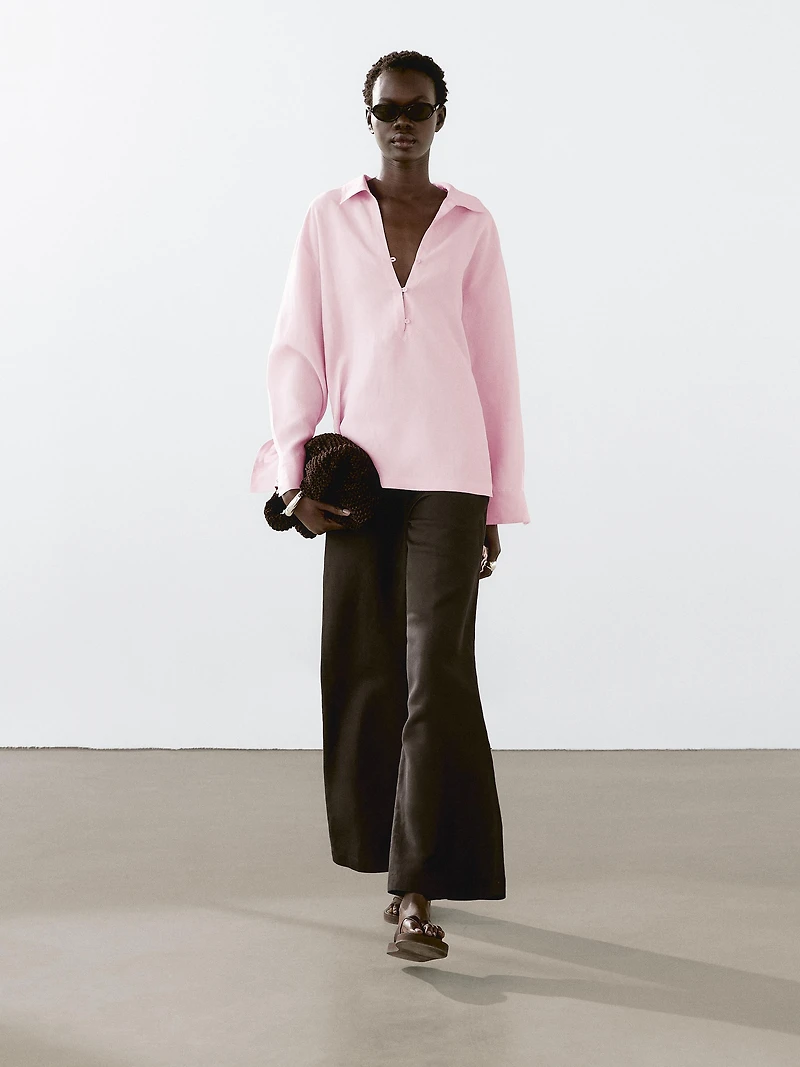 Pantalon lin taille élastique