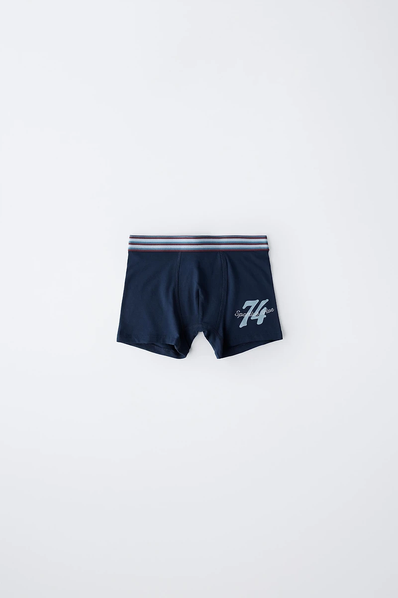 6-14 ANS/ LOT DE CINQ BOXERS À RAYURES ET NUMÉRO