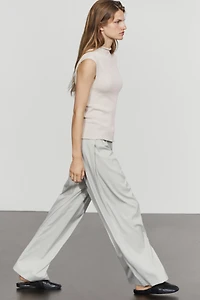 Cotton blend high neck knit top
