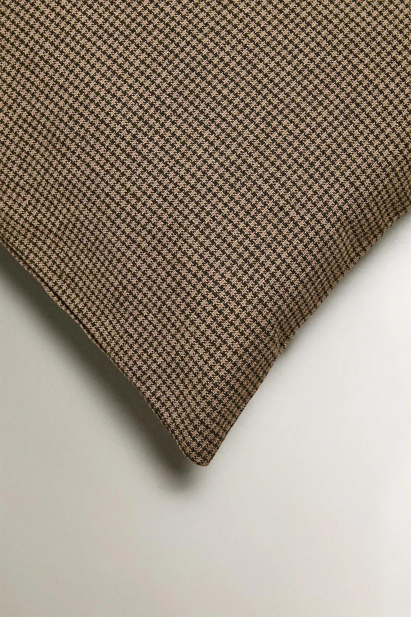 HOUSSE DE COUSSIN CARREAUX NOËL COTON ET LIN