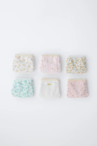 1 1/2-6 YEARS / SIX-PACK OF FLORAL UNDERWEAR
