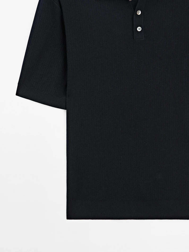 100% cotton ribbed knit polo shirt