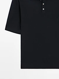 100% cotton ribbed knit polo shirt