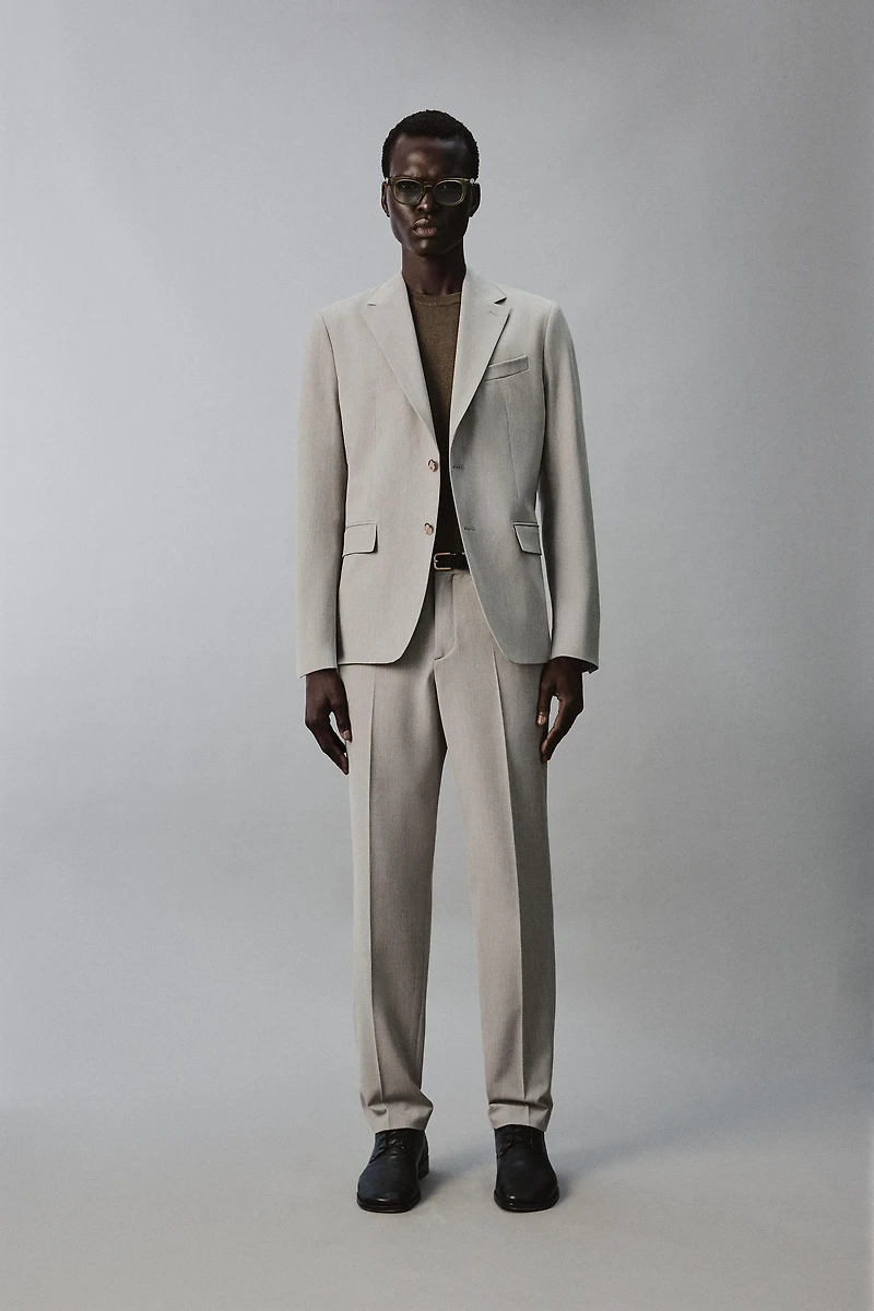 REGULAR FIT TEXTURED SUIT PANTS