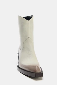 LEATHER COWBOY ANKLE BOOTS