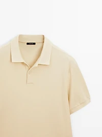 Micro textured piqué cotton polo shirt