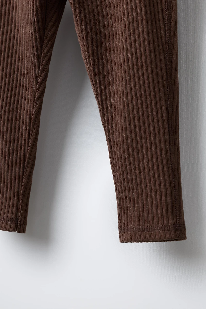 RIBBED LEGGINGS WITH LABEL