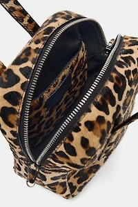 SAC MINI BOWLING EN CUIR À IMPRIMÉ ANIMALIER AVEC EFFET FOURRURE