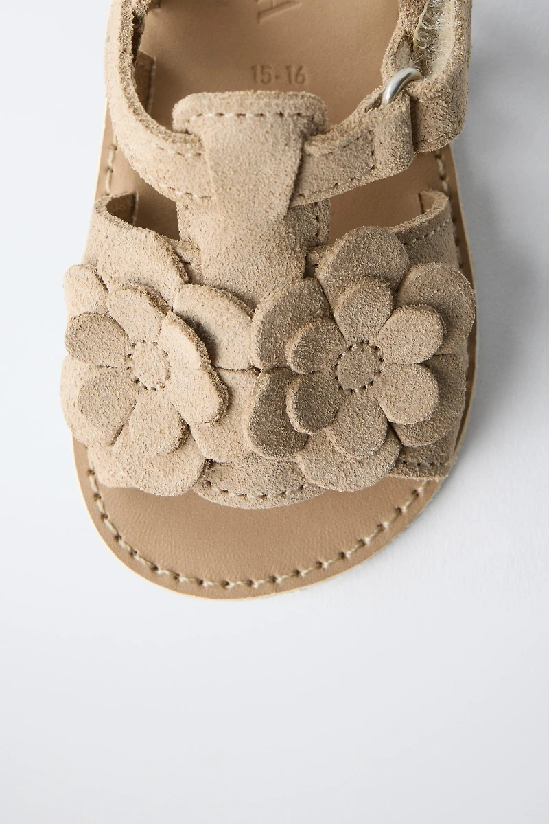 SANDALES EN CUIR À FLEURS