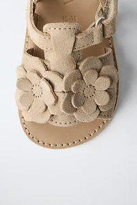 SANDALES EN CUIR À FLEURS
