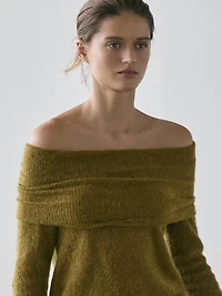 Off-the-shoulder knit sweater