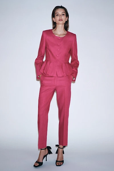 HIGH-WAISTED SLIM PANTS