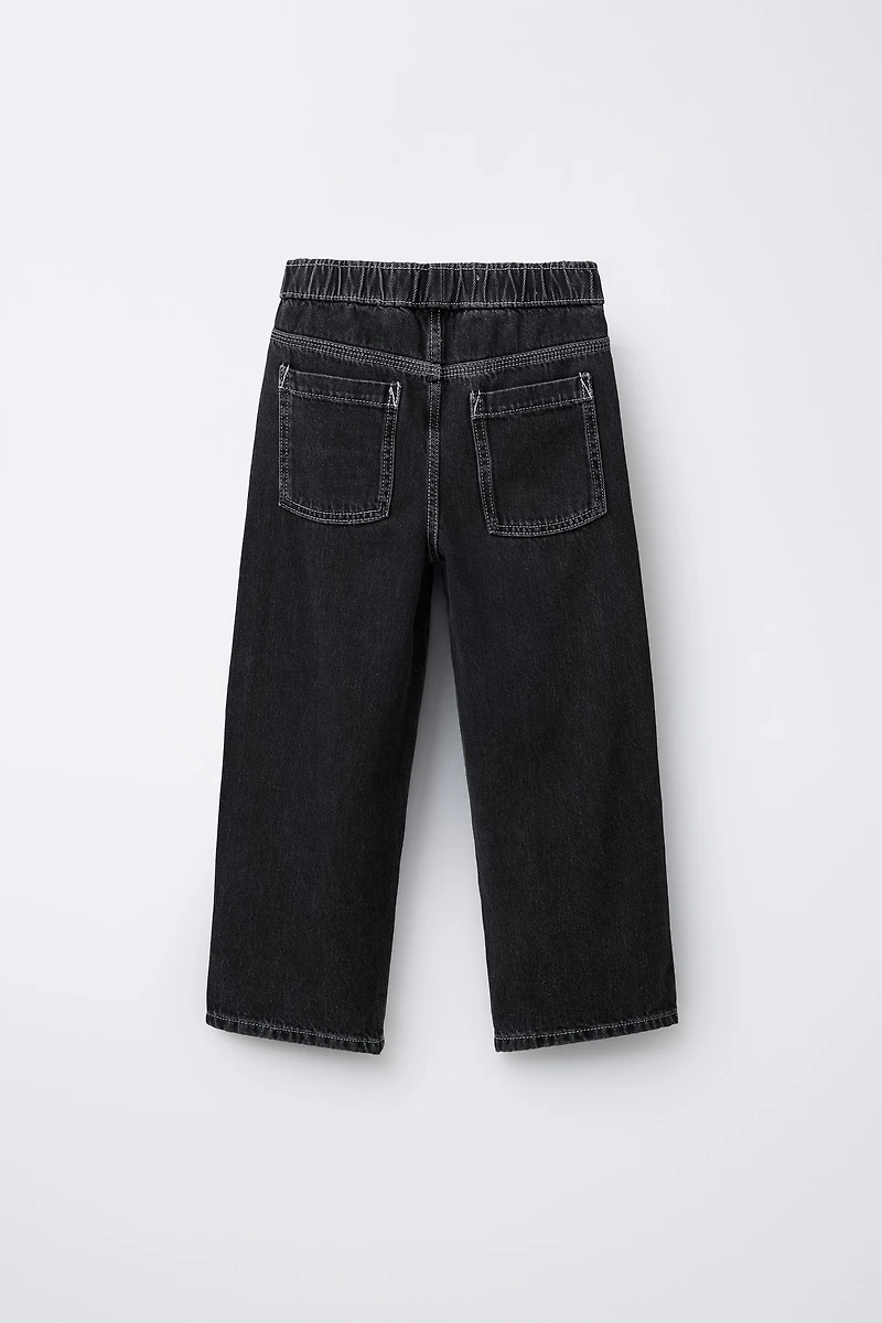 CONTRAST TOPSTITCH BALLOON JEANS