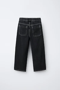 CONTRAST TOPSTITCH BALLOON JEANS