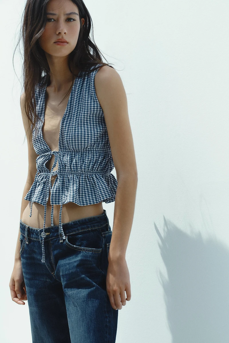 GINGHAM TIE TOP