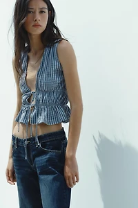 GINGHAM TIE TOP