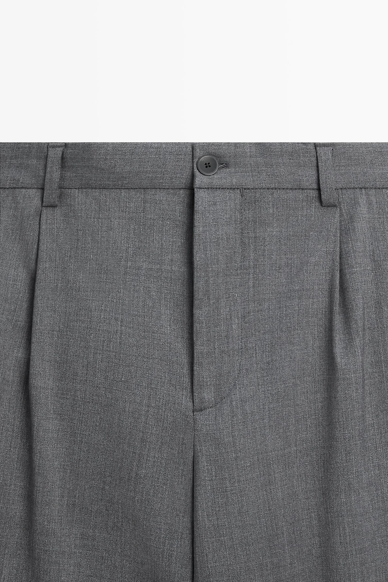 Pantalon à pinces en mélange de laine froide