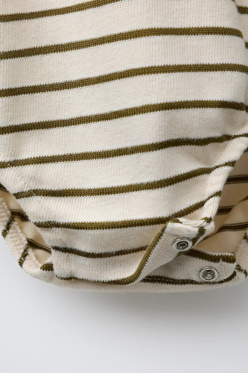 STRIPED EMBROIDERED REINDEER BODYSUIT