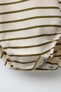 STRIPED EMBROIDERED REINDEER BODYSUIT