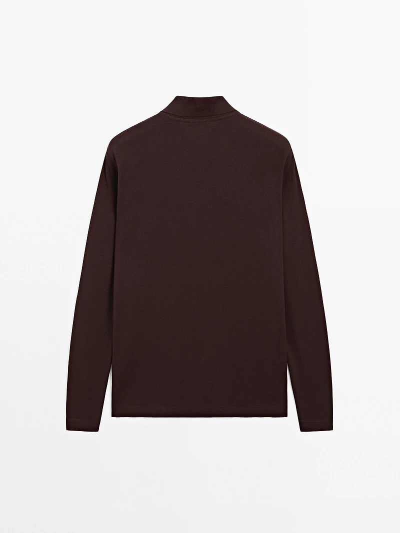 Long sleeve mercerised cotton piqué polo shirt