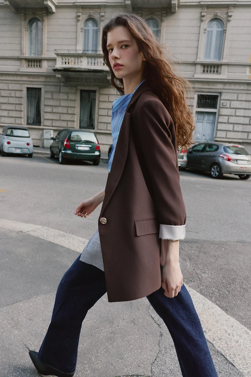 PRINTED CUFF BLAZER