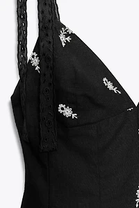 EMBROIDERED FLORAL SHORT DRESS