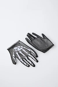 SKELETON COSTUME TULLE GLOVES