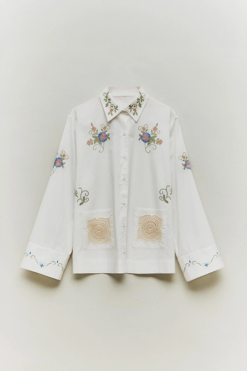 EMBROIDERED CROCHET SHIRT