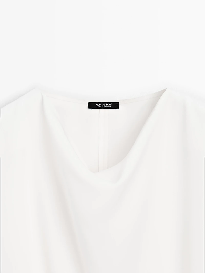 Crepe top with cowl neckline