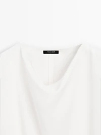 Crepe top with cowl neckline