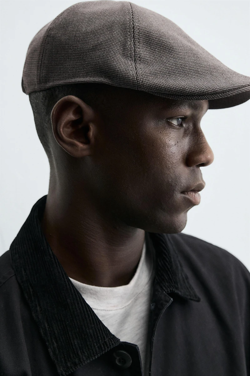 BÉRET EN FLANELLE PIED-DE-POULE