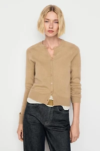 100% cashmere cropped knit cardigan