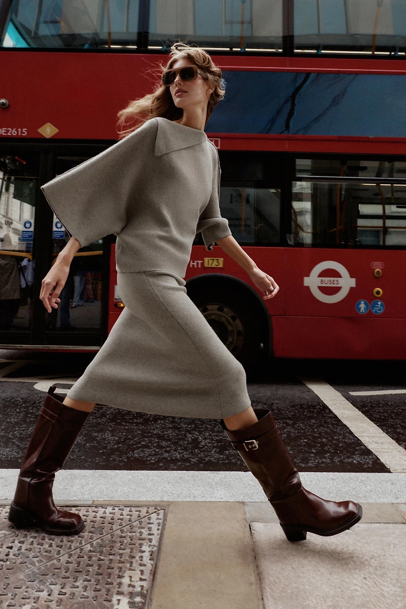 KNIT MIDI SKIRT
