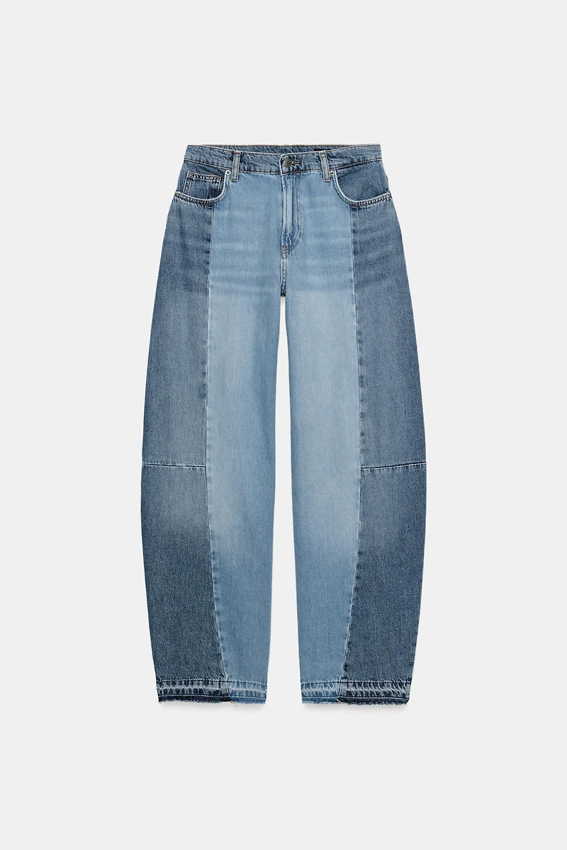 ZW COLLECTION MID-RISE PATCHWORK BARREL JEANS