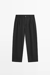 Pantalon à double pince 100 % lin