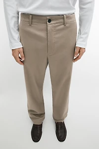 Cotton blend straight-leg pants