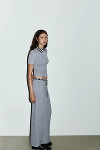 CONTRAST WAISTBAND MIDI SKIRT