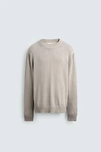 WASHED EFFECT TEXTURED SWEATER