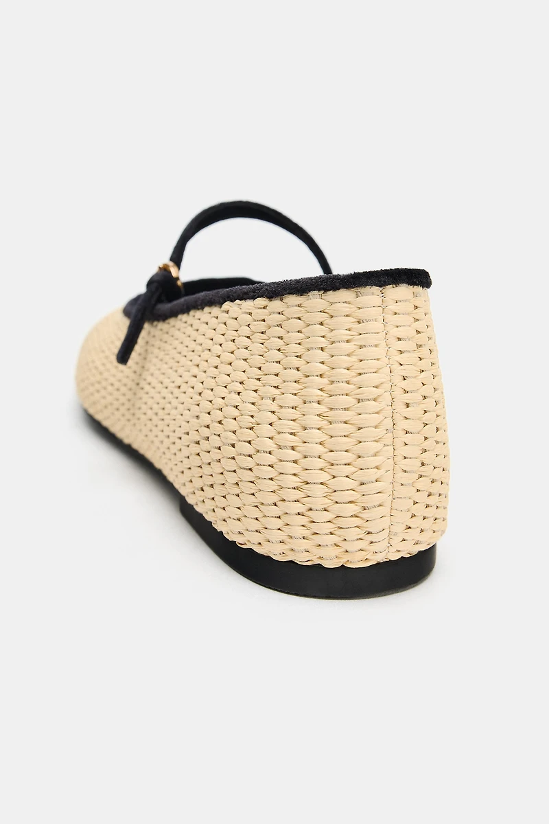 CONTRAST BRAIDED EFFECT BALLET FLATS