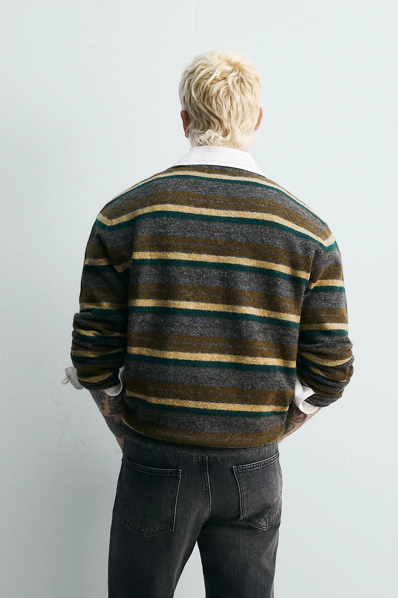 STRIPED JACQUARD CARDIGAN