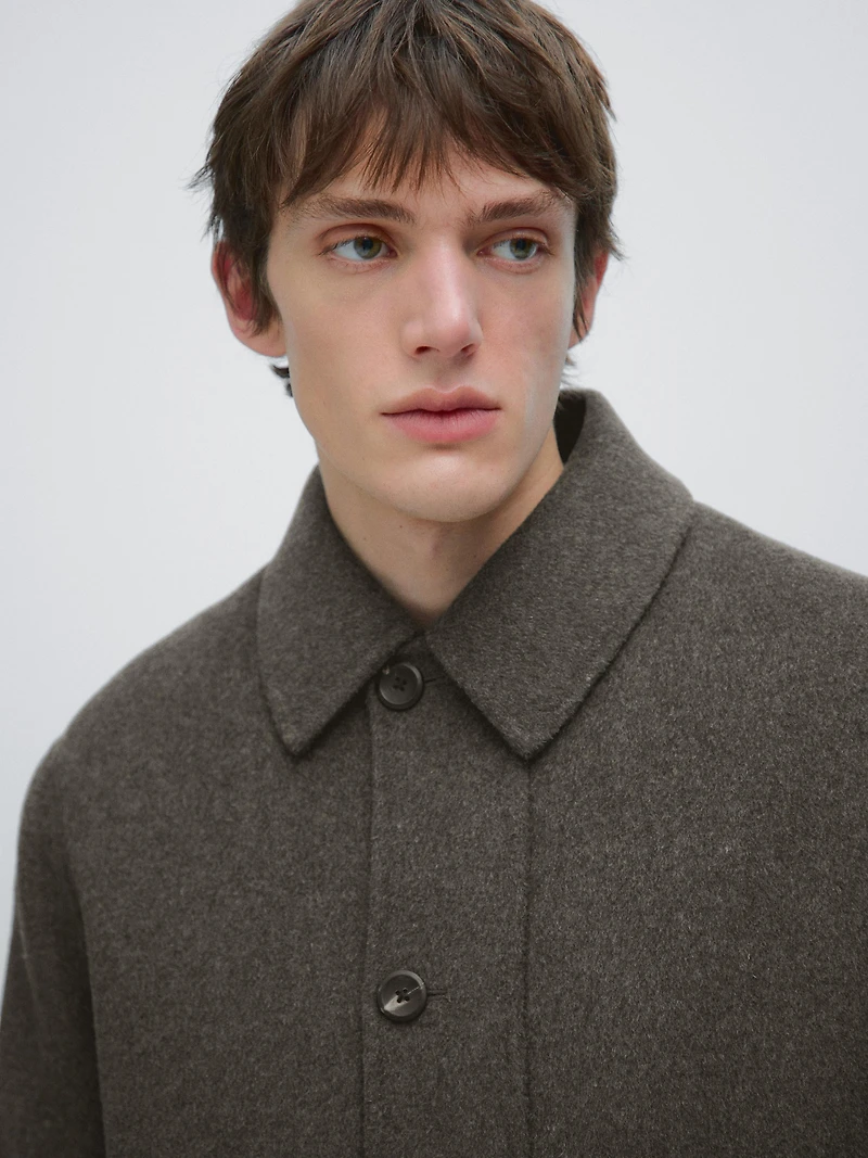 Short wool blend coat with padded lining