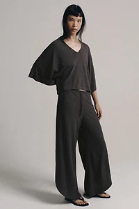 LINEN BLEND V-NECK T-SHIRT