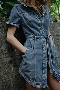Z1975 BELTED MINI DENIM DRESS