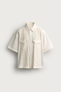 RELAXED FIT EMBROIDERED PLEAT SHIRT