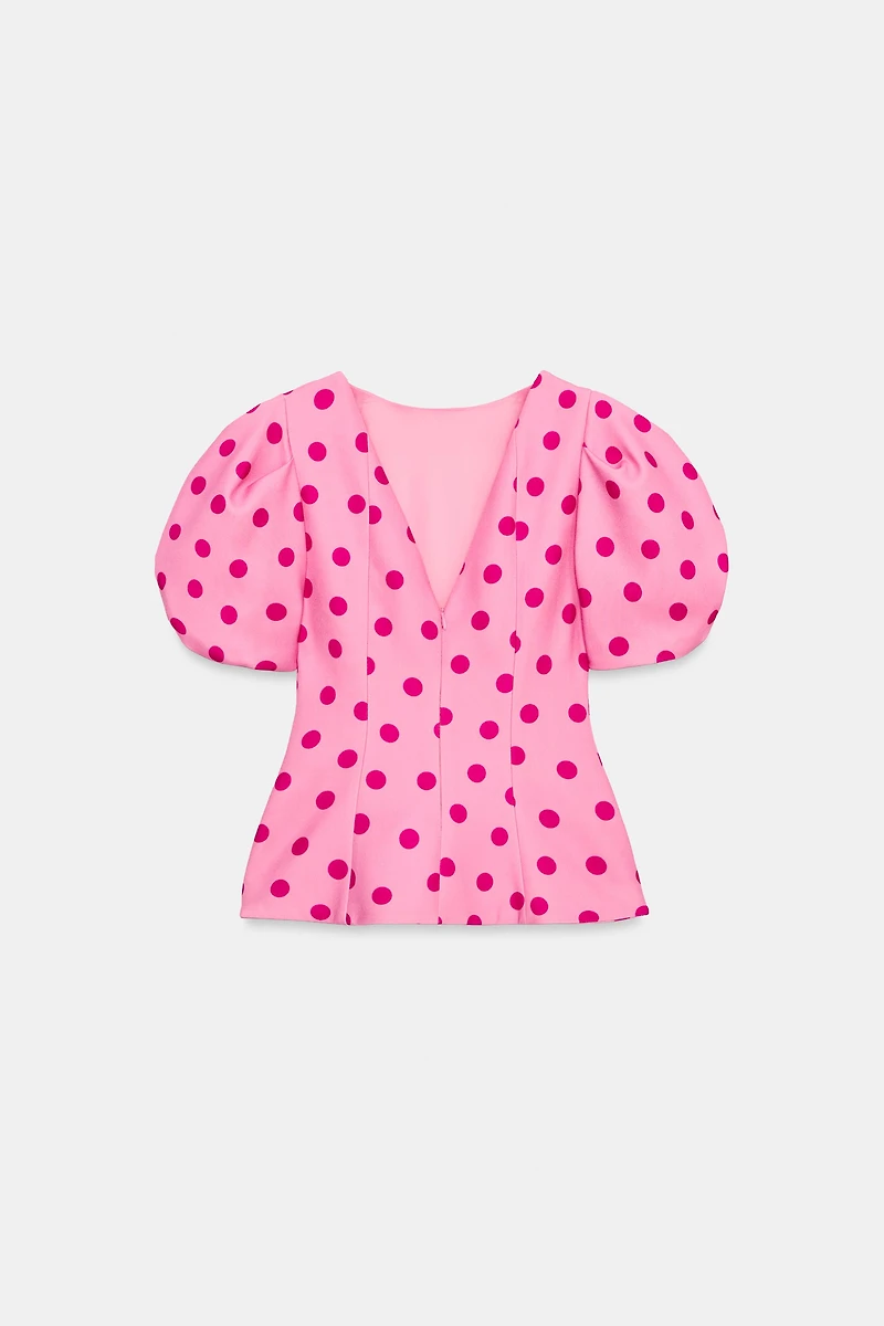 POLKA DOT PUFF SLEEVE TOP