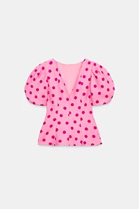 POLKA DOT PUFF SLEEVE TOP