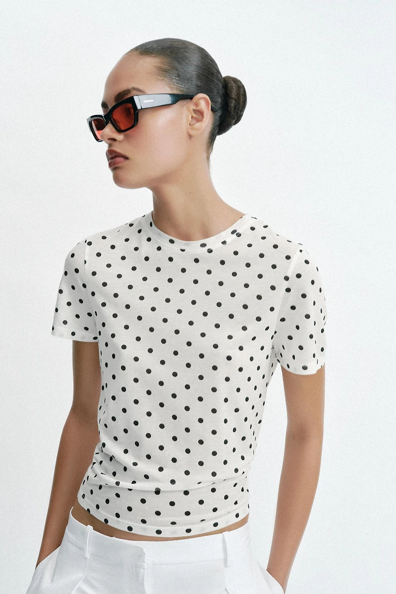 SHORT SLEEVE POLKA DOT T-SHIRT