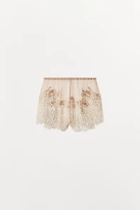 EMBROIDERED LACE GEORGETTE SHORTS